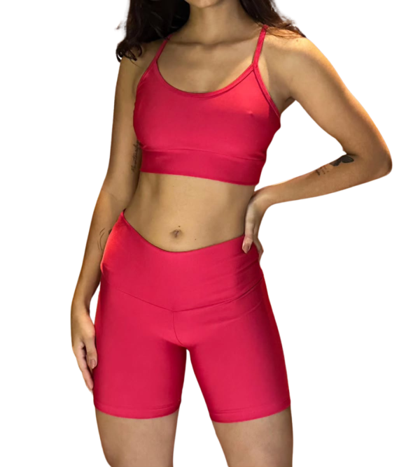 Conjunto de Short Liso em Suplex Rosa