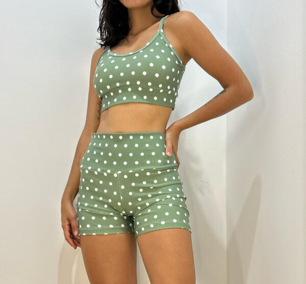 Conjunto de Short em Poá Verde Claro