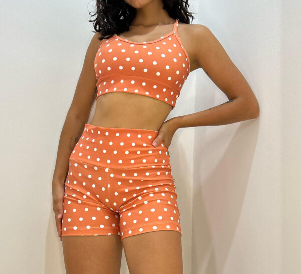 Conjunto de Short em Poá Laranja Claro